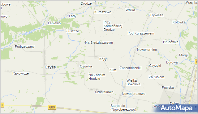 mapa Kojły, Kojły na mapie Targeo