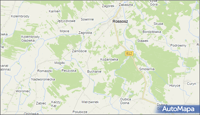 mapa Kożanówka gmina Rossosz, Kożanówka gmina Rossosz na mapie Targeo