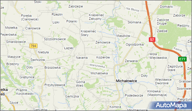 mapa Kozierów, Kozierów na mapie Targeo