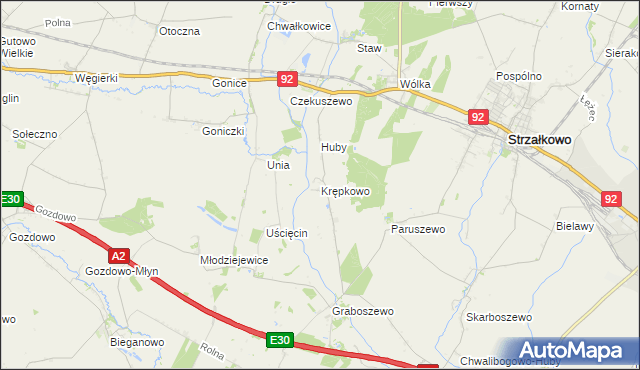 mapa Krępkowo gmina Strzałkowo, Krępkowo gmina Strzałkowo na mapie Targeo