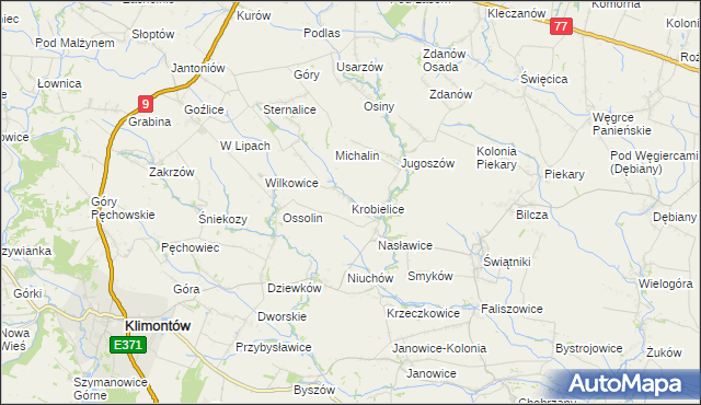 mapa Krobielice, Krobielice na mapie Targeo