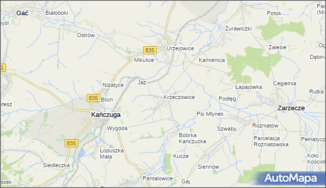 mapa Krzeczowice, Krzeczowice na mapie Targeo