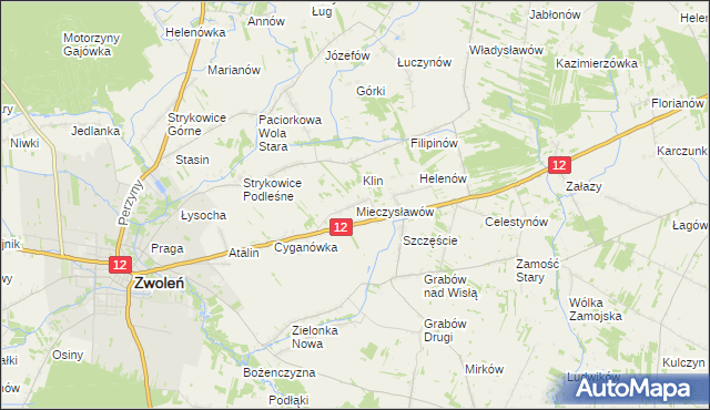 mapa Mieczysławów gmina Zwoleń, Mieczysławów gmina Zwoleń na mapie Targeo