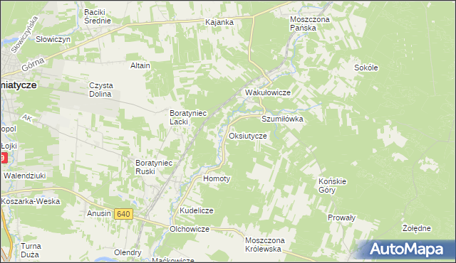 mapa Oksiutycze, Oksiutycze na mapie Targeo