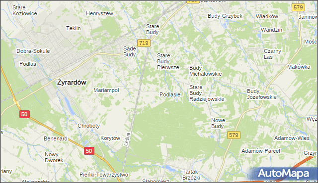 mapa Podlasie gmina Radziejowice, Podlasie gmina Radziejowice na mapie Targeo