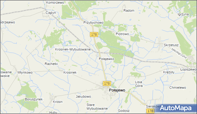 mapa Połajewko, Połajewko na mapie Targeo