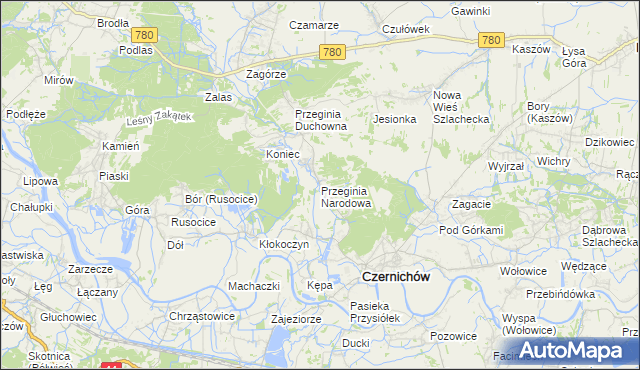 mapa Przeginia Narodowa, Przeginia Narodowa na mapie Targeo