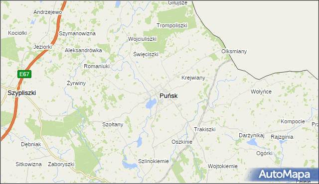 mapa Puńsk, Puńsk na mapie Targeo