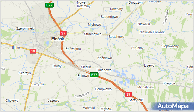 mapa Raźniewo, Raźniewo na mapie Targeo