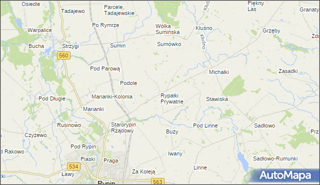 mapa Rypałki Prywatne, Rypałki Prywatne na mapie Targeo