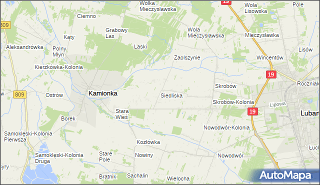 mapa Siedliska gmina Kamionka, Siedliska gmina Kamionka na mapie Targeo