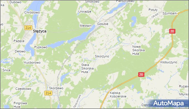 mapa Sikorzyno, Sikorzyno na mapie Targeo