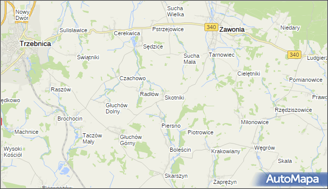 mapa Skotniki gmina Zawonia, Skotniki gmina Zawonia na mapie Targeo