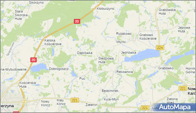 mapa Śledziowa Huta, Śledziowa Huta na mapie Targeo