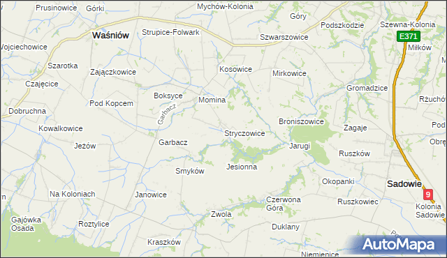 mapa Stryczowice, Stryczowice na mapie Targeo