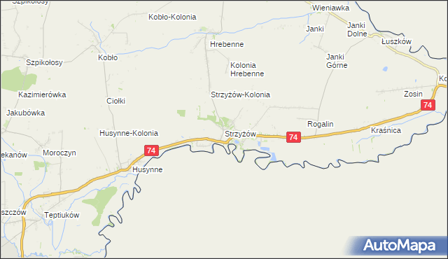 mapa Strzyżów gmina Horodło, Strzyżów gmina Horodło na mapie Targeo