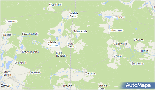 mapa Szklana Huta gmina Cekcyn, Szklana Huta gmina Cekcyn na mapie Targeo