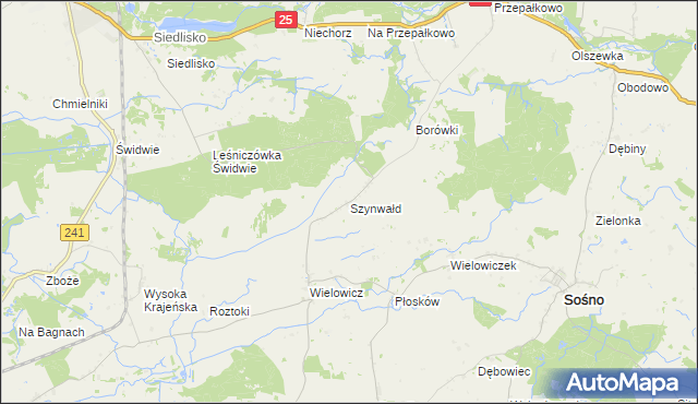 mapa Szynwałd gmina Sośno, Szynwałd gmina Sośno na mapie Targeo