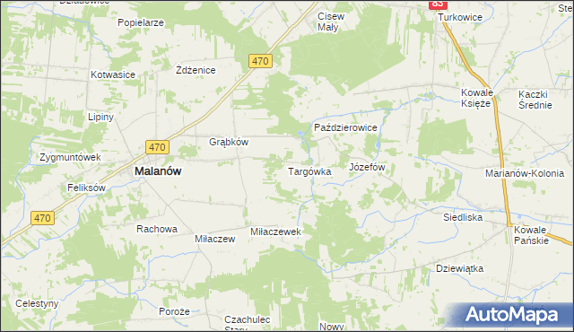 mapa Targówka gmina Malanów, Targówka gmina Malanów na mapie Targeo