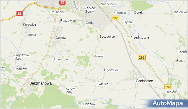 mapa Turów gmina Głogów, Turów gmina Głogów na mapie Targeo