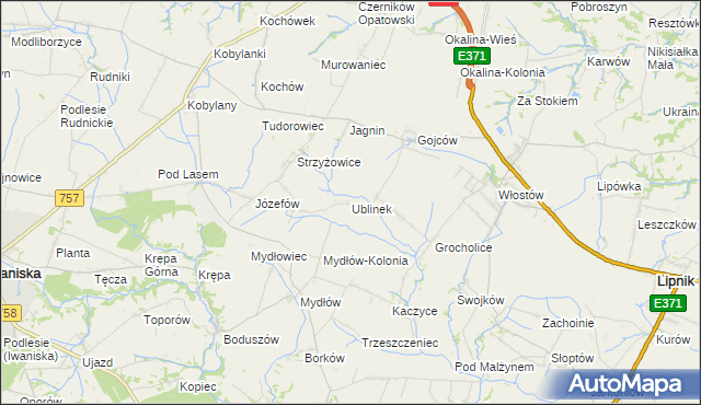 mapa Ublinek, Ublinek na mapie Targeo