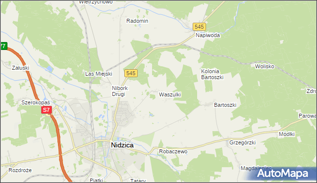 mapa Waszulki, Waszulki na mapie Targeo