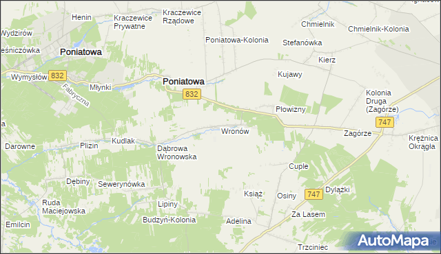 mapa Wronów gmina Bełżyce, Wronów gmina Bełżyce na mapie Targeo