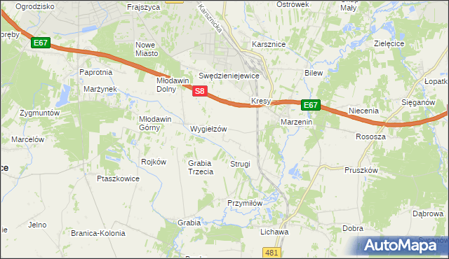 mapa Wrzesiny gmina Sędziejowice, Wrzesiny gmina Sędziejowice na mapie Targeo