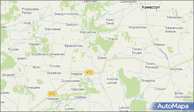 mapa Żdżary gmina Kawęczyn, Żdżary gmina Kawęczyn na mapie Targeo