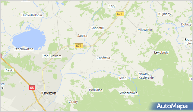 mapa Zofiówka gmina Knyszyn, Zofiówka gmina Knyszyn na mapie Targeo