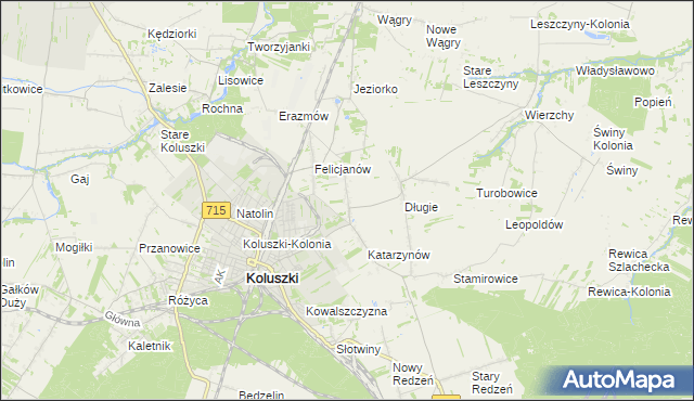 mapa Zygmuntów gmina Koluszki, Zygmuntów gmina Koluszki na mapie Targeo