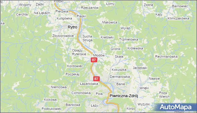 mapa Głębokie gmina Piwniczna-Zdrój, Głębokie gmina Piwniczna-Zdrój na mapie Targeo