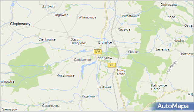 mapa Henryków gmina Ziębice, Henryków gmina Ziębice na mapie Targeo