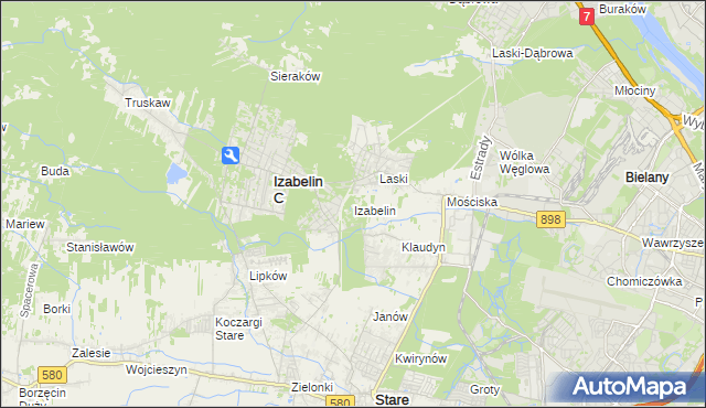 mapa Izabelin powiat warszawski zachodni, Izabelin powiat warszawski zachodni na mapie Targeo