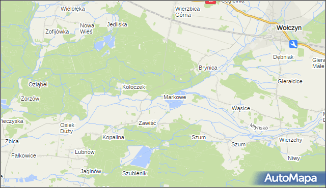 mapa Markowe, Markowe na mapie Targeo