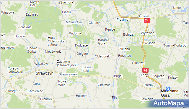 mapa Oblęgorek, Oblęgorek na mapie Targeo