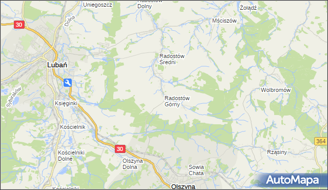 mapa Radostów Górny, Radostów Górny na mapie Targeo