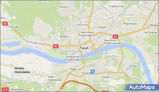 mapa Torunia, Toruń na mapie Targeo