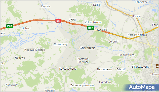 mapa Choroszcz, Choroszcz na mapie Targeo