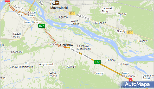 mapa Cząstków Mazowiecki, Cząstków Mazowiecki na mapie Targeo