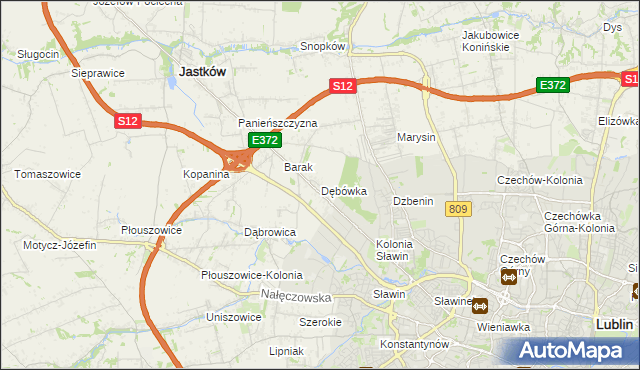 mapa Dębówka gmina Jastków, Dębówka gmina Jastków na mapie Targeo