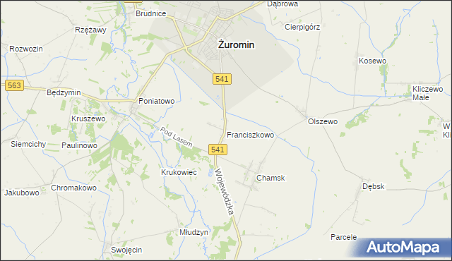 mapa Franciszkowo gmina Żuromin, Franciszkowo gmina Żuromin na mapie Targeo