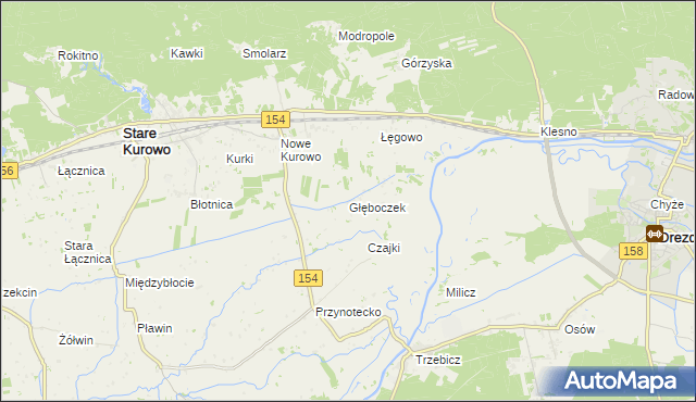 mapa Głęboczek gmina Stare Kurowo, Głęboczek gmina Stare Kurowo na mapie Targeo