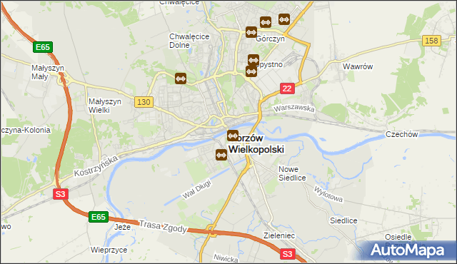 mapa Gorzów Wielkopolski, Gorzów Wielkopolski na mapie Targeo