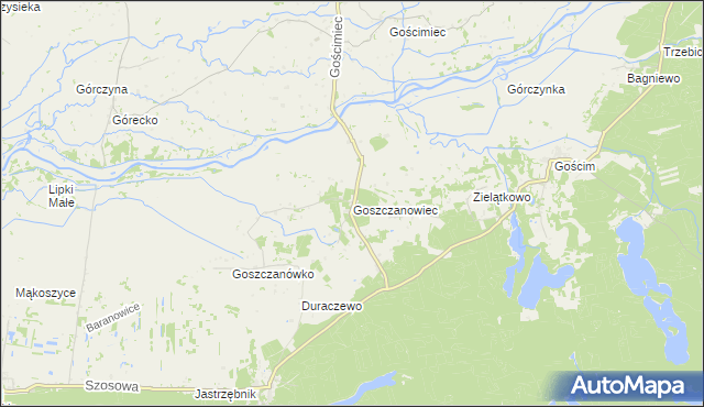 mapa Goszczanowiec, Goszczanowiec na mapie Targeo