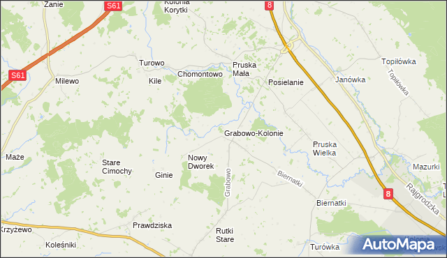 mapa Grabowo-Kolonie, Grabowo-Kolonie na mapie Targeo