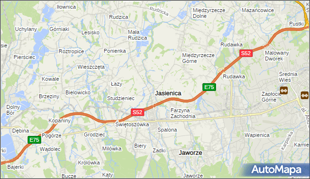 mapa Jasienica powiat bielski, Jasienica powiat bielski na mapie Targeo