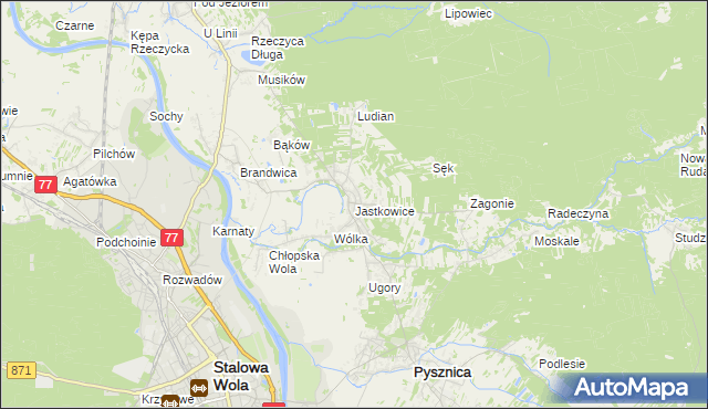 mapa Jastkowice, Jastkowice na mapie Targeo