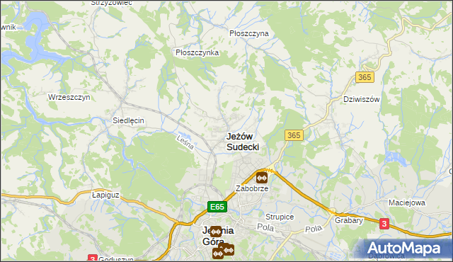 mapa Jeżów Sudecki, Jeżów Sudecki na mapie Targeo