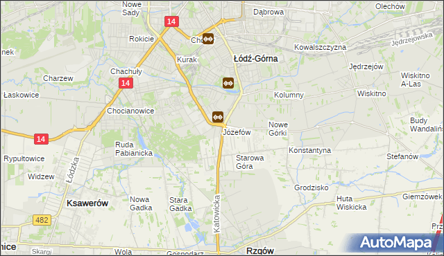 mapa Józefów gmina Łódź, Józefów gmina Łódź na mapie Targeo